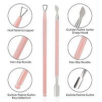 2Pcs Cuticle Pusher And Cutter With Storage Case Professional Cuticle Pusher Nail Polish Remover Stainless Steel Manicure Tool S