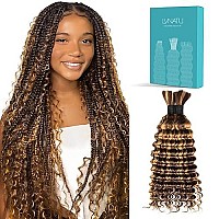 Lvnatu 427 Blonde Brown Highlight Human Braiding Hair For Boho Braids Bohemian Knotless Deep Wave Bulk No Weft 2 Bundles 100G 1