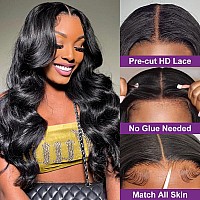 Daveila Body Wave Glueless Wig Human Hair Pre Plucked Pre Cut Glueless Lace Front Wig Ready To Wear 6X4 Body Wave Closure Wig Hu