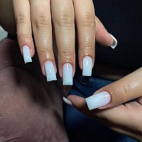 White Press On Nails Medium Long Square Xcreando Medium Coffin Nails Acrylic Nails Press Ons Glue On Nails Medium Length Solid