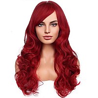 Righton Red Wig Long Curly Wig With Bangs Red Wig For Women Red Wigs Long Wavy Red Wig With Wig Cap