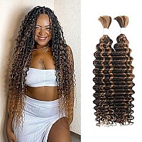 P430 Deep Wave Ombre Human Braiding Hair 18Inch 2 Bundles 100G Bulk Human Hair For Braiding No Weft Human Braiding Hair For Boh