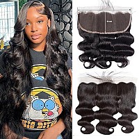 18 Inch 13X6 Lace Frontal Body Wave Hd Transparent Frontal Ear To Ear 13X6 Lace Frontal Closure With Baby Hair Free Part 100 Vi