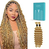 Lvnatu Honey Blonde Human Braiding Hair Color 27 For Boho Braids Bohemian Knotless Deep Wave Bulk No Weft 2 Bundles 100G 20 Inch