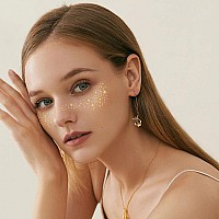 Junebrushs Glitter Freckles Face Tattoo 20 Sheets Gold Glow Up Face Makeup Speckles Waterrepellent Freckles Metallic Tattoo St